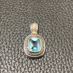 David Yurman Blue Topaz Albion Pendant silver & 14k gold